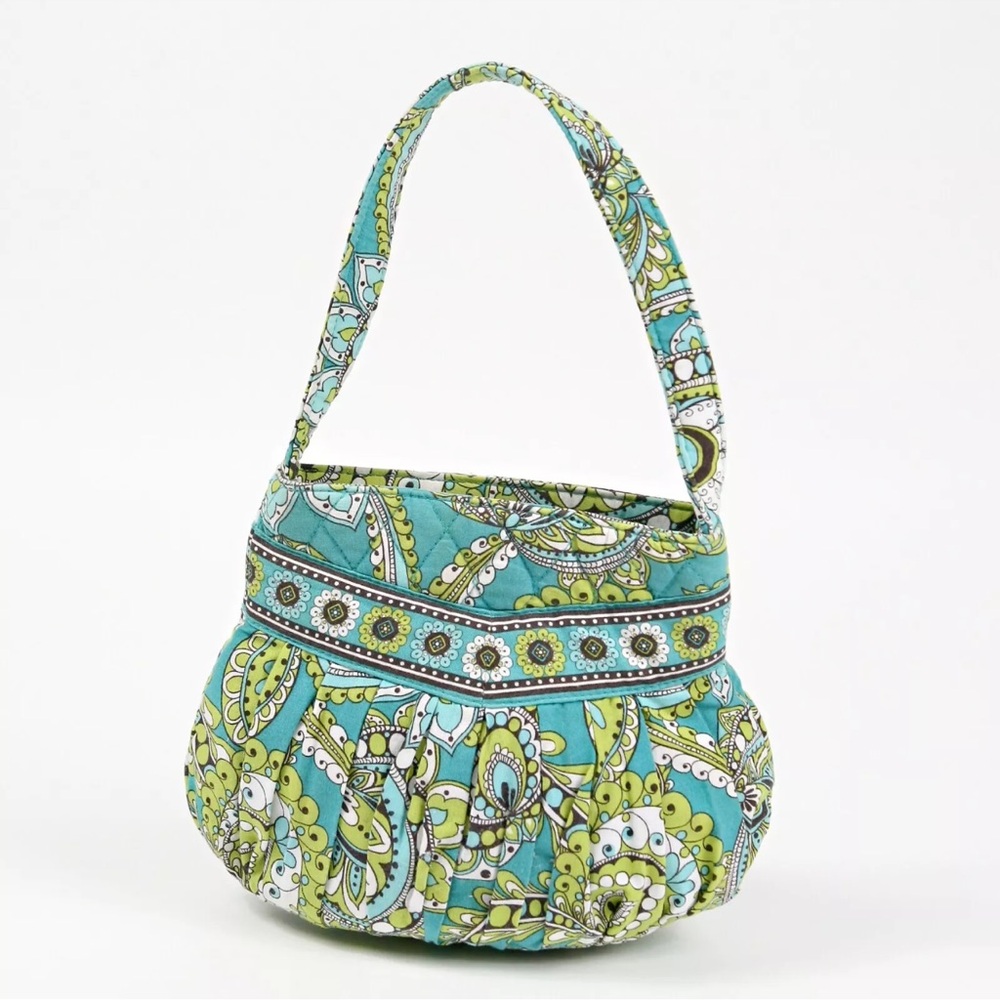 Vera Bradley Purse Peacock Green Paisley Pleated Small Bag Retired Spring